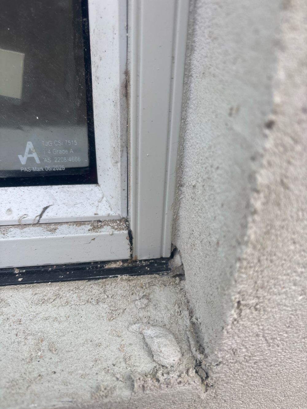 Window sealing and flashing left unfinished around the frame, found during a fixing inspection in Beveridge